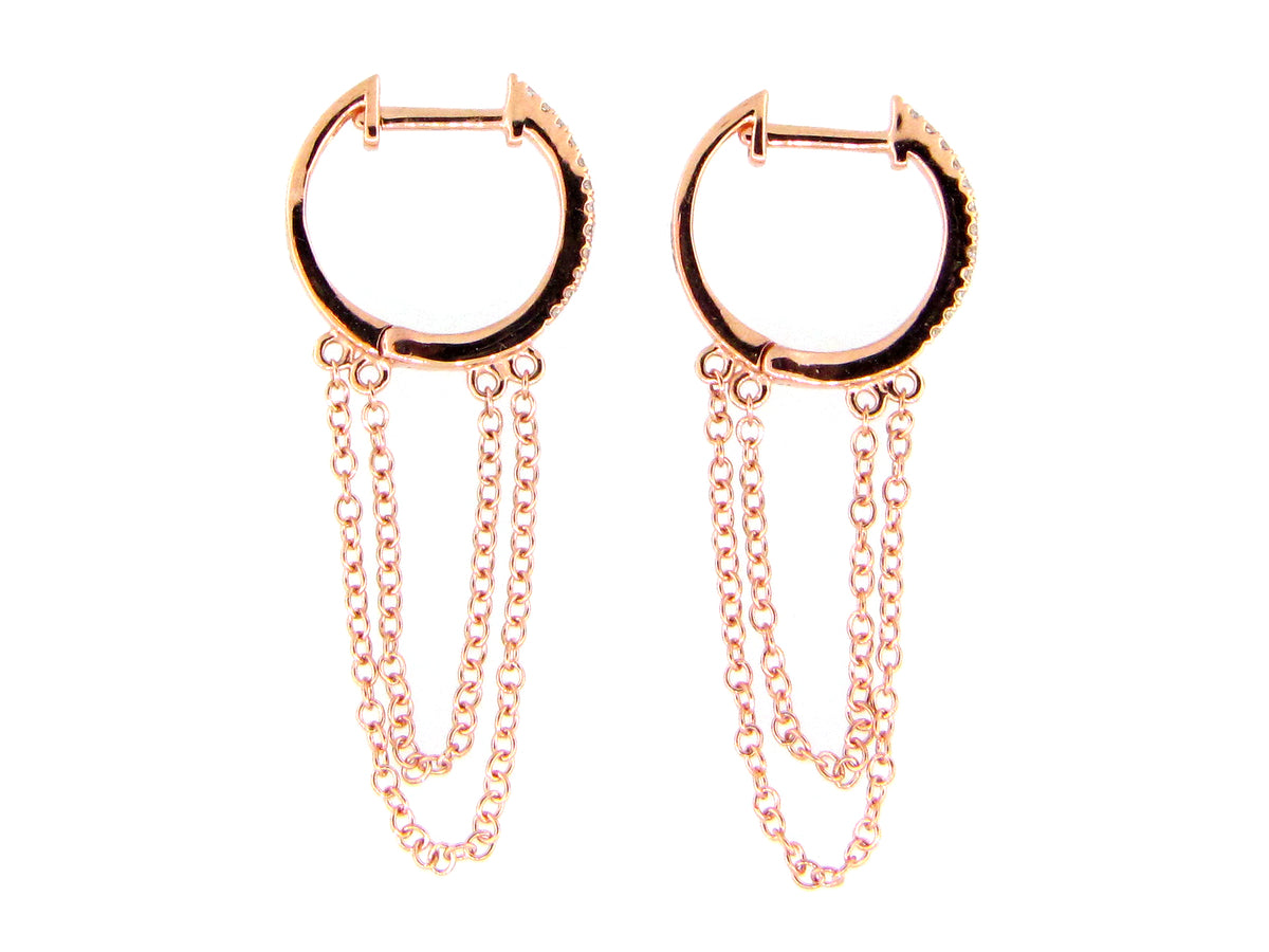 DIAMOND DOUBLE CHAIN HOOP EARRING