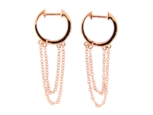 DIAMOND DOUBLE CHAIN HOOP EARRING