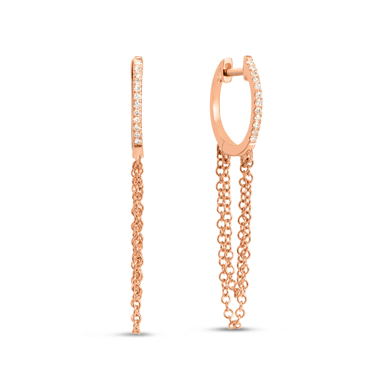 Diamond Slim Chain Huggie Earring