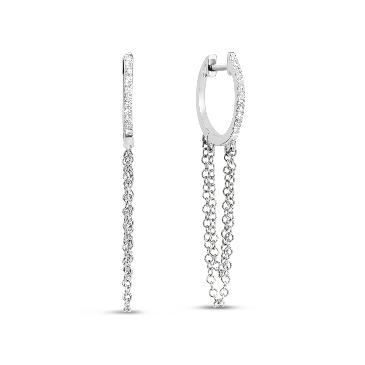 Diamond Slim Chain Huggie Earring