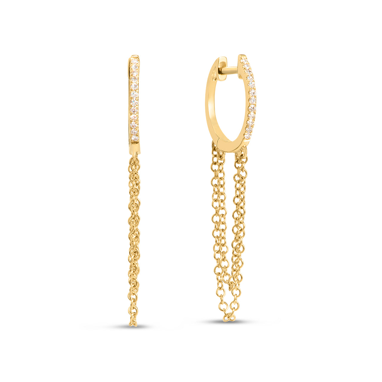 Diamond Slim Chain Huggie Earring