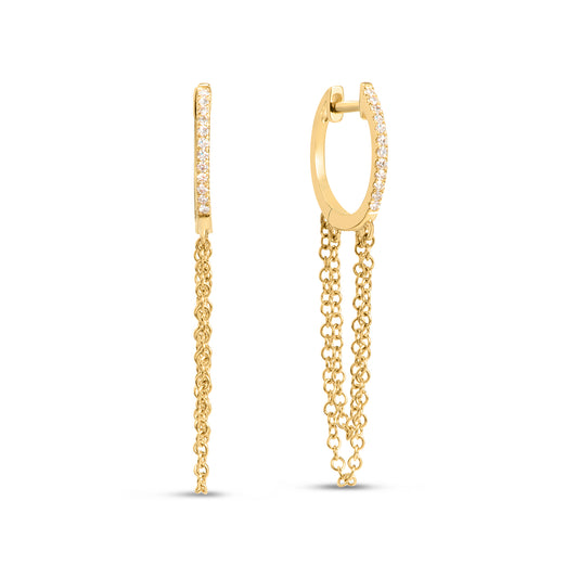 Diamond Slim Chain Huggie Earring