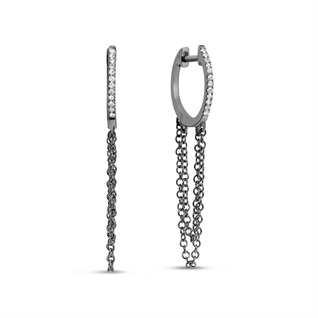 Diamond Slim Chain Huggie Earring