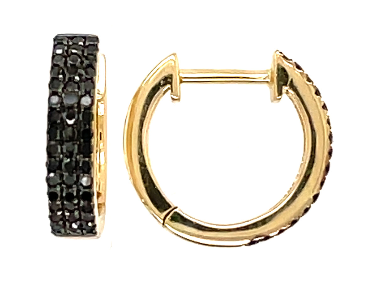 BLACK DIAMOND PAVE 3 ROW HUGGY EARRING