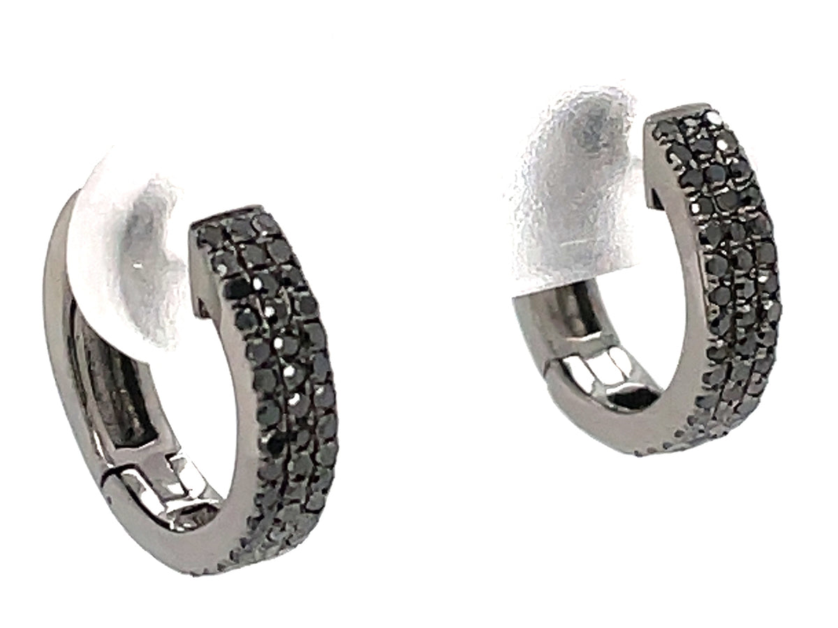 BLACK DIAMOND PAVE 3 ROW HUGGY EARRING
