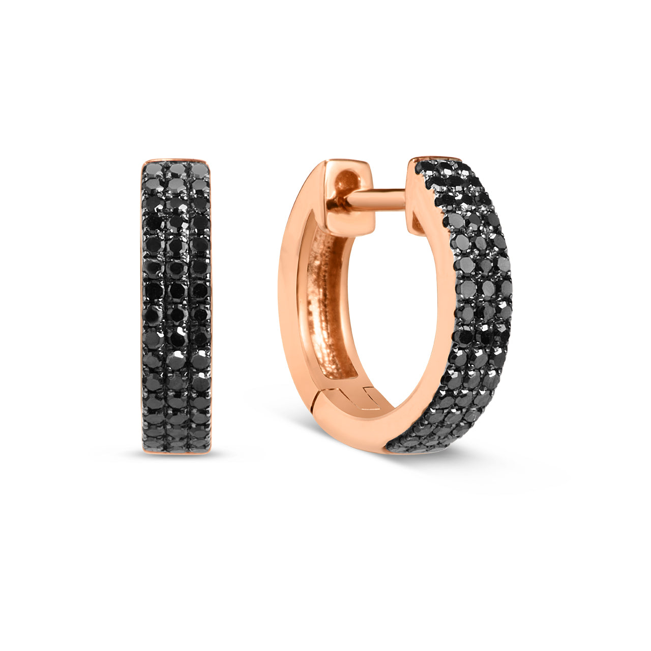Black Diamond Pave 3 Row Huggie Earring