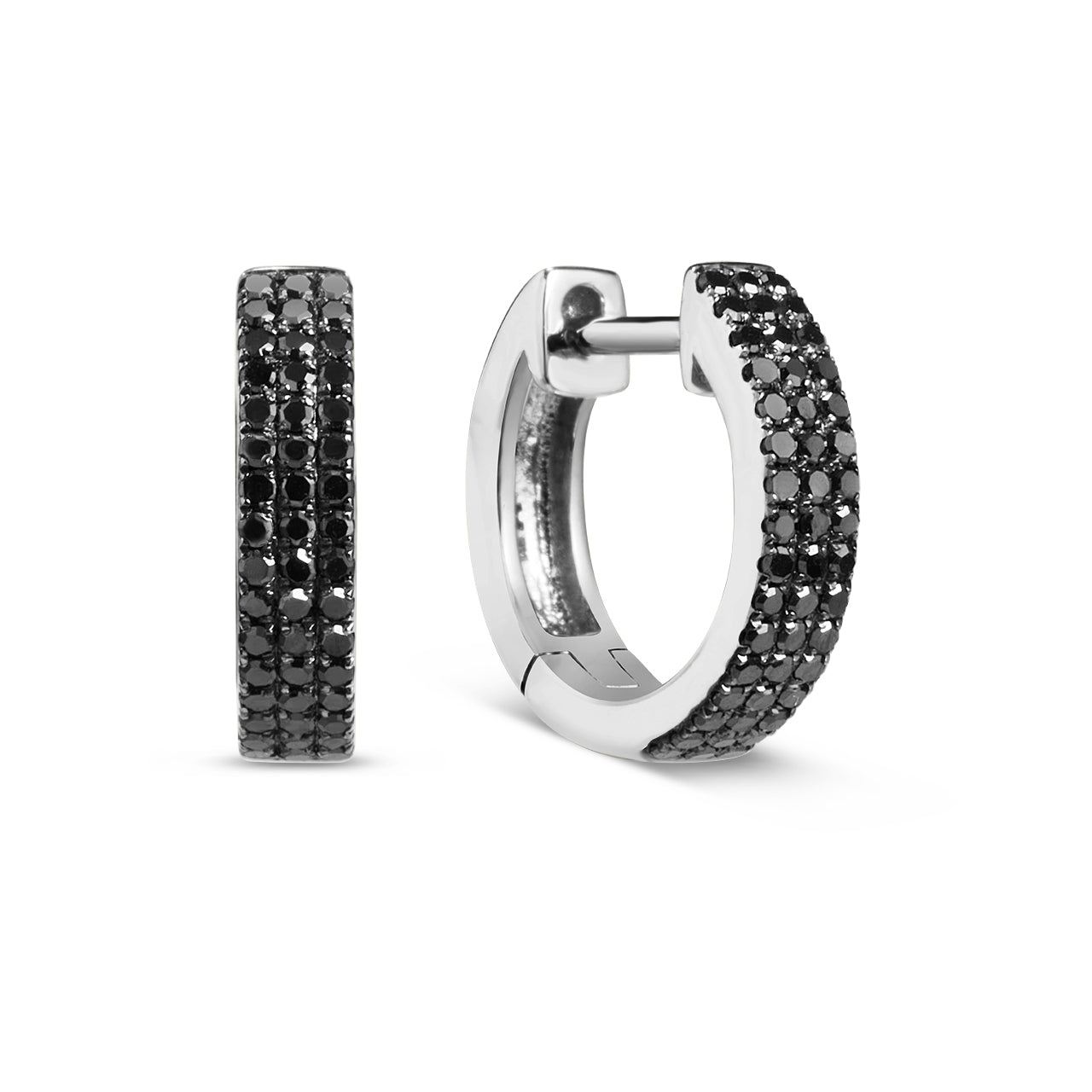 Black Diamond Pave 3 Row Huggie Earring