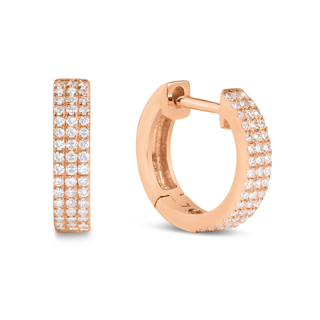 Dimaond Pave 3 Row Huggie Earring