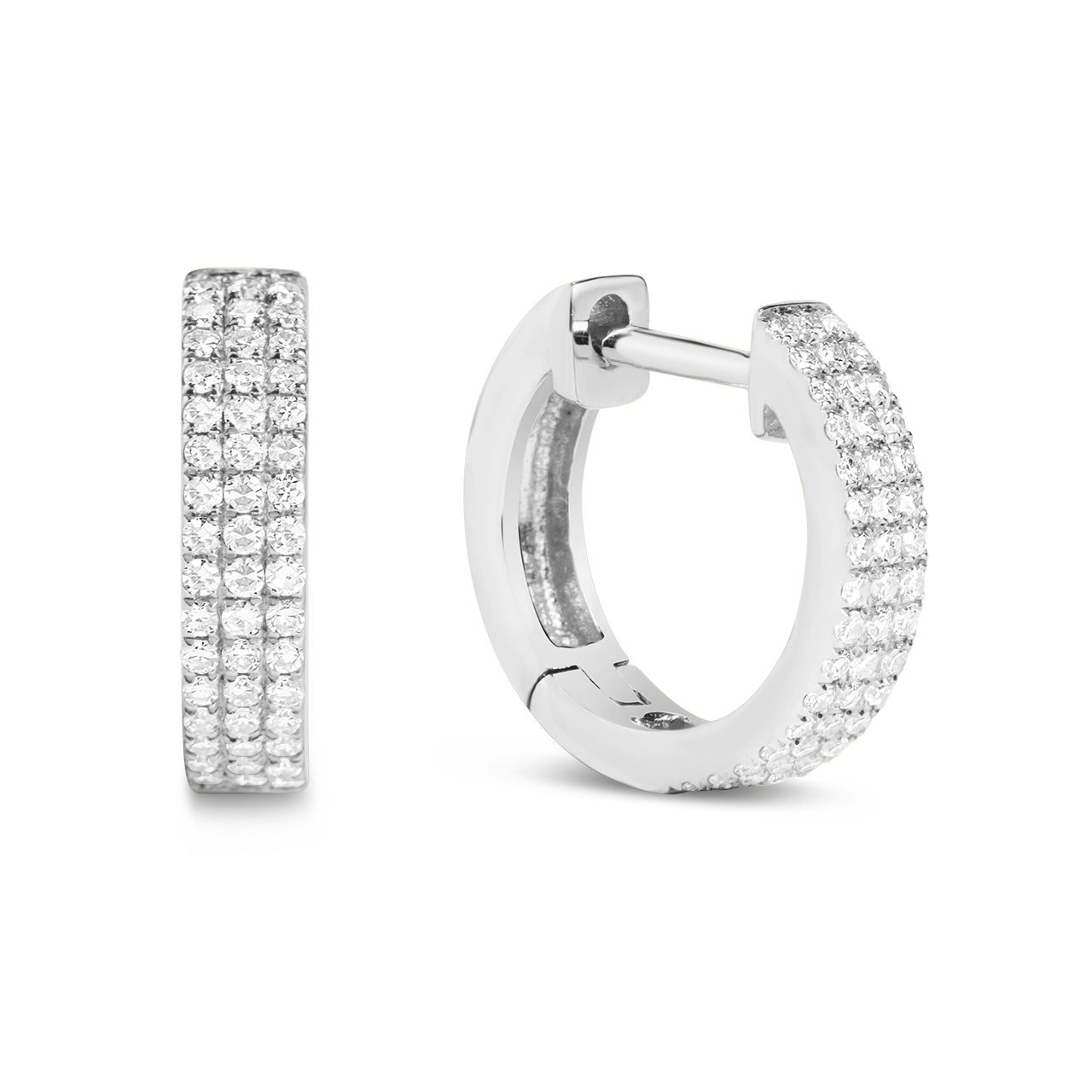 Dimaond Pave 3 Row Huggie Earring