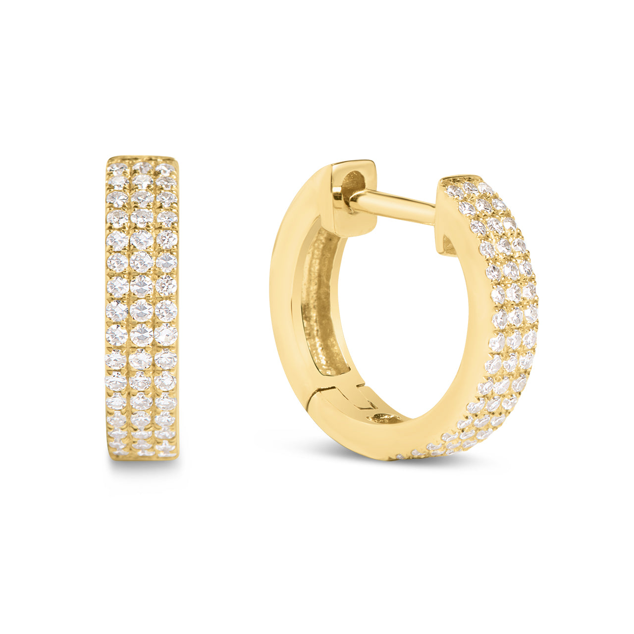 Dimaond Pave 3 Row Huggie Earring