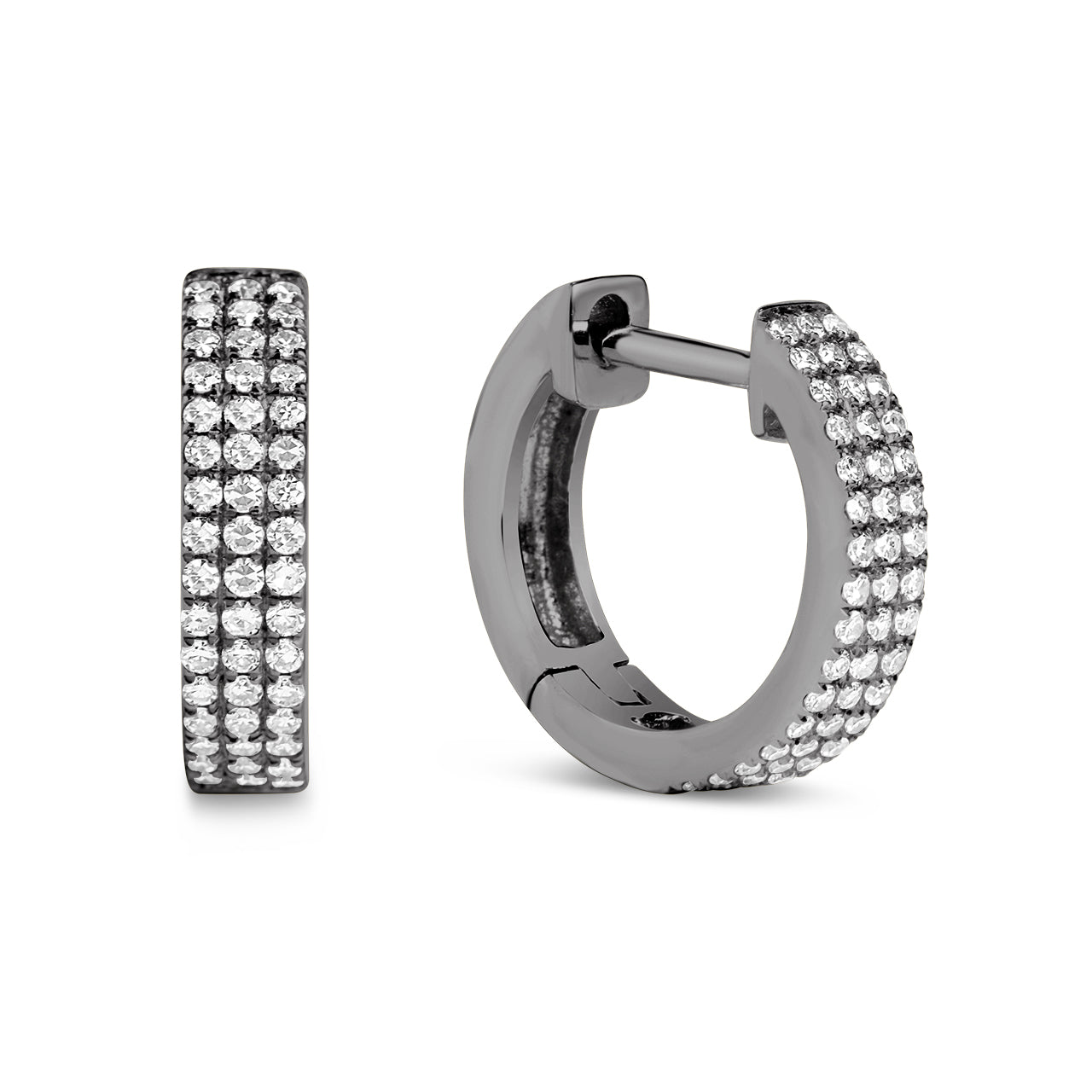 Dimaond Pave 3 Row Huggie Earring