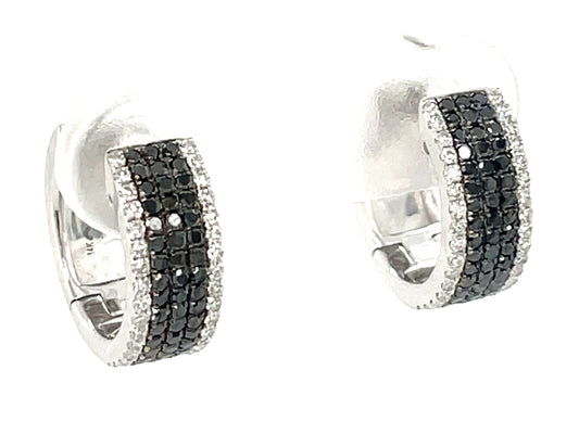 BLACK & WHITE DIAMOND PAVE 5 ROW VERTICAL TRIP HUGGY EARRING