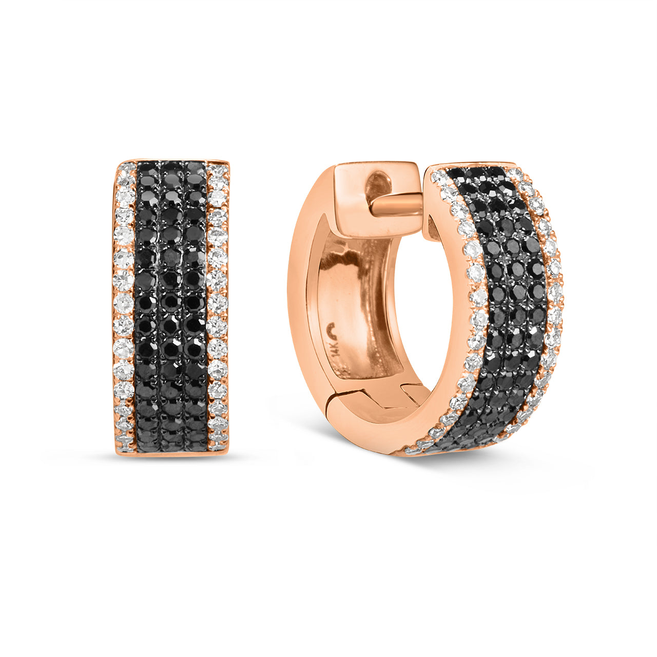 Black & White Diamond 5 Row Huggie Earring