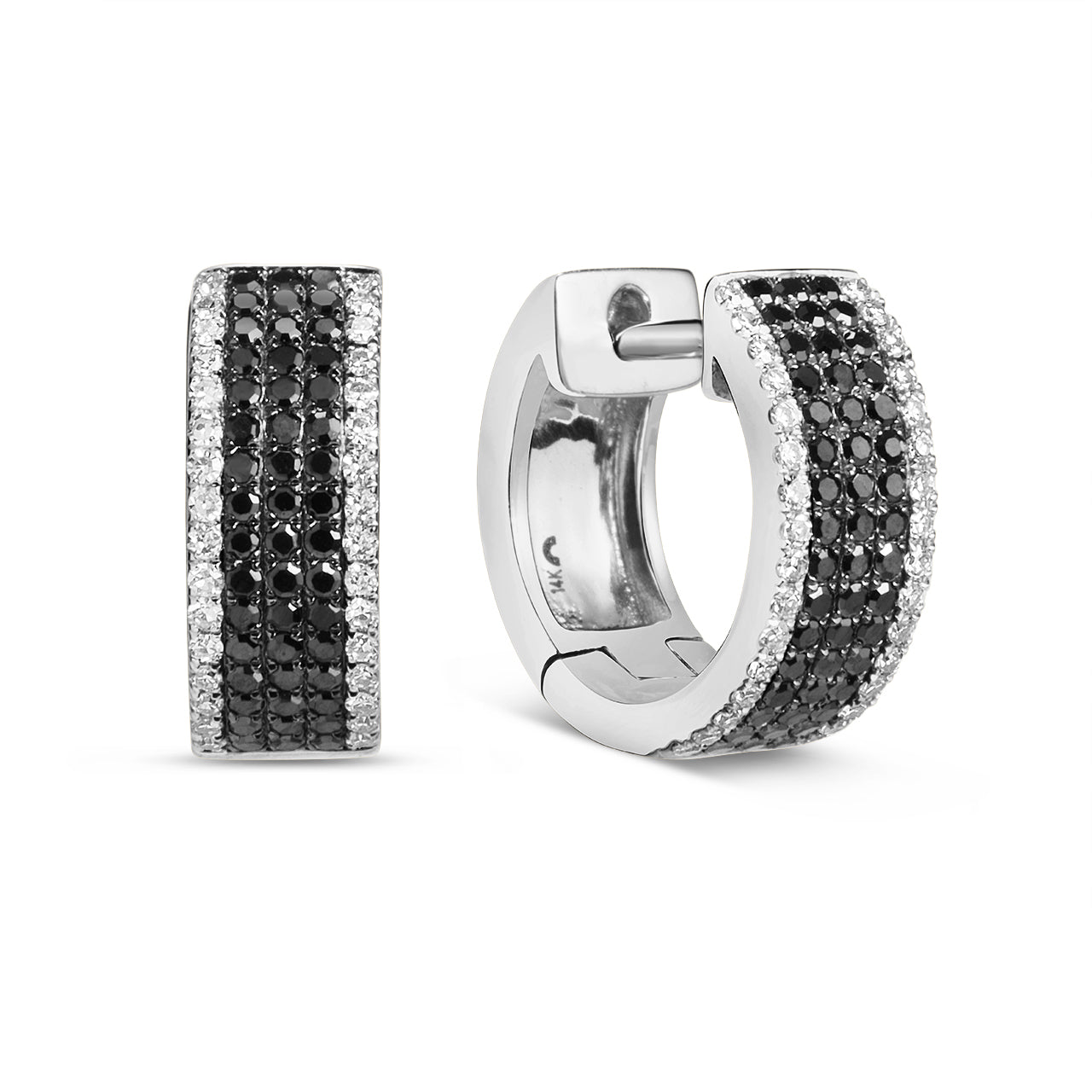 Black & White Diamond 5 Row Huggie Earring