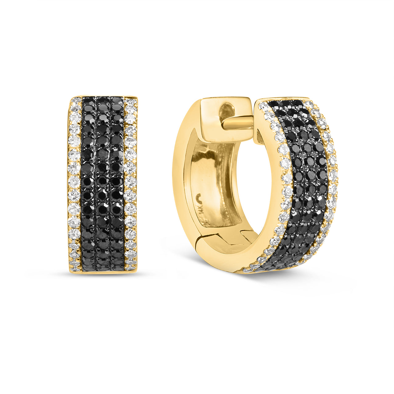 Black & White Diamond 5 Row Huggie Earring