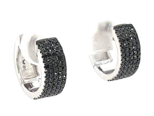 BLACK DIAMOND PAVE 5 ROW HUGGY EARRING