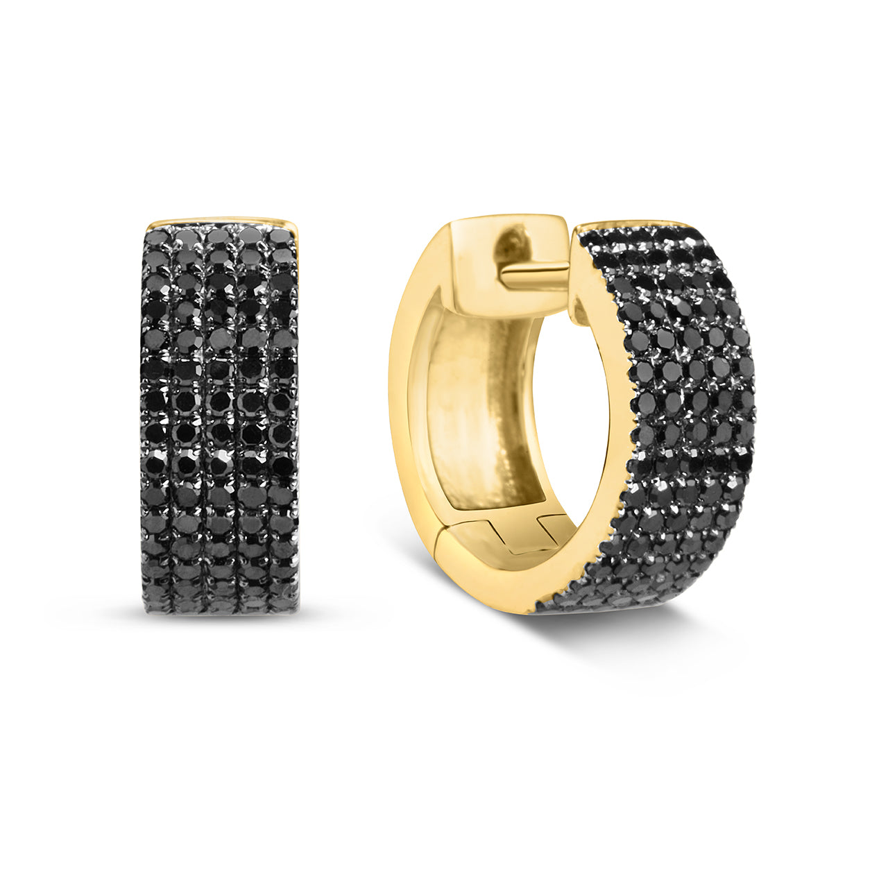 Black Diamond 5 Row Huggie Earring