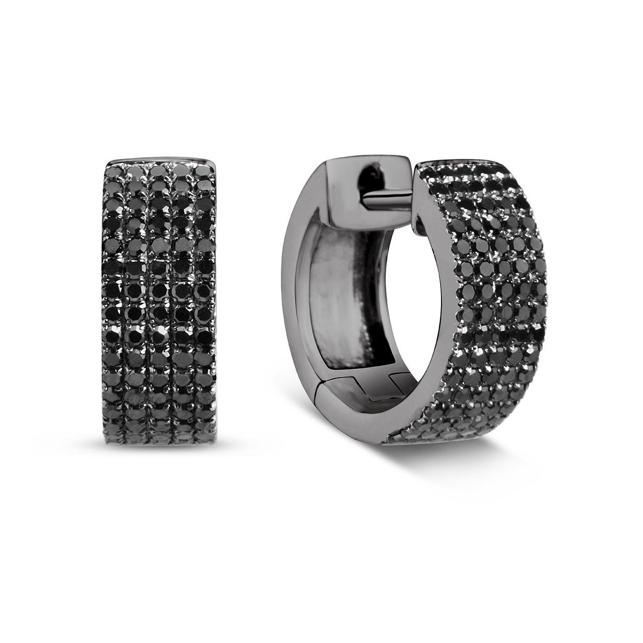Black Diamond 5 Row Huggie Earring