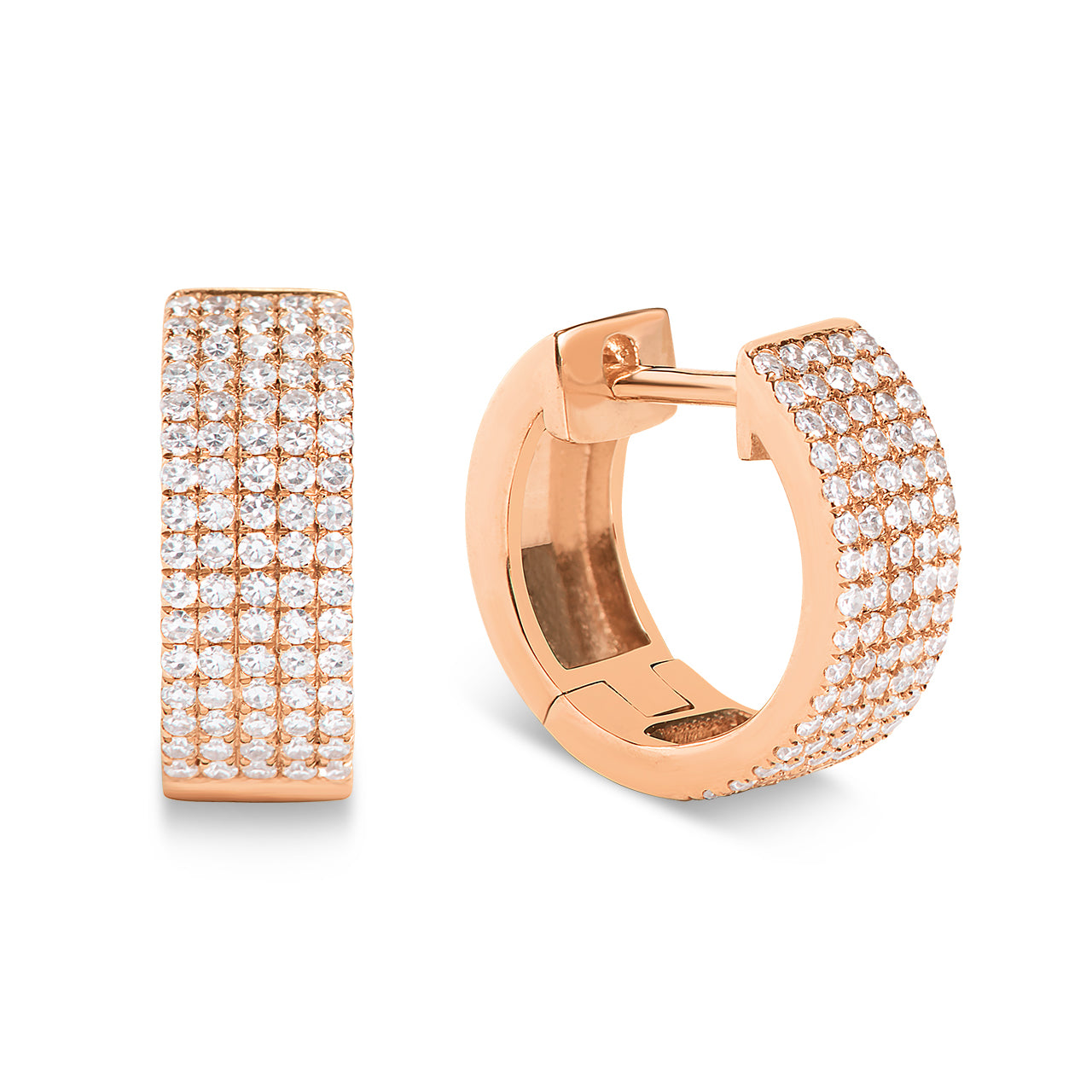 Diamond Pave 5 Row Huggie Earring