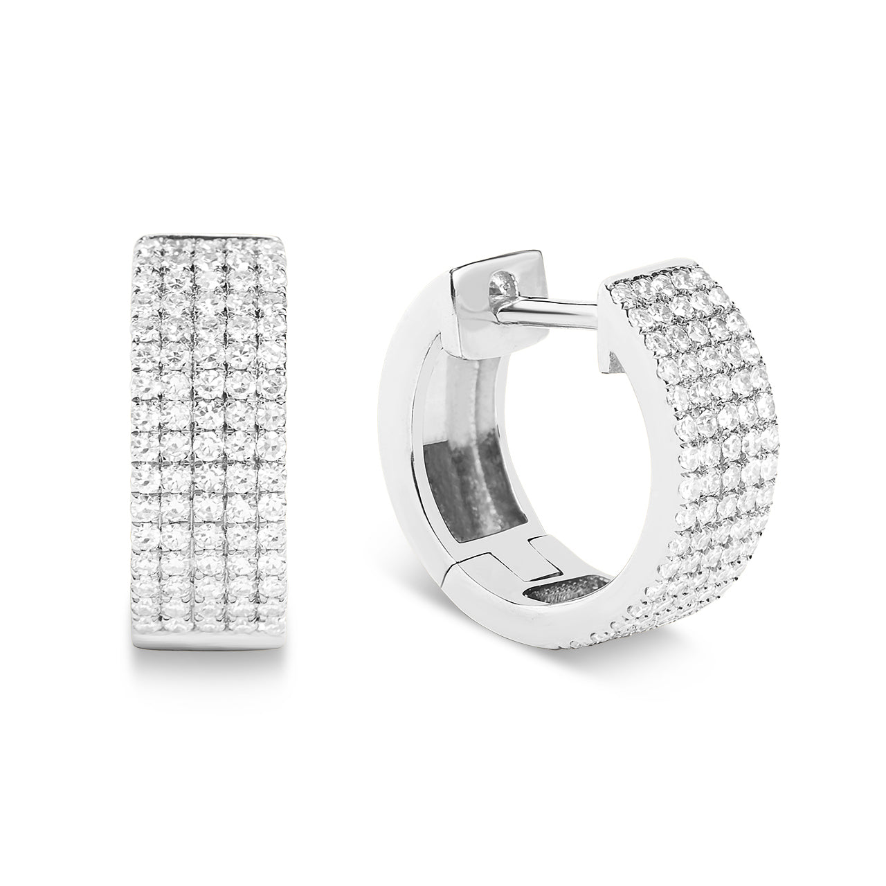 Diamond Pave 5 Row Huggie Earring