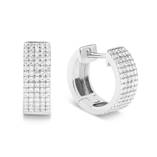 Diamond Pave 5 Row Huggie Earring