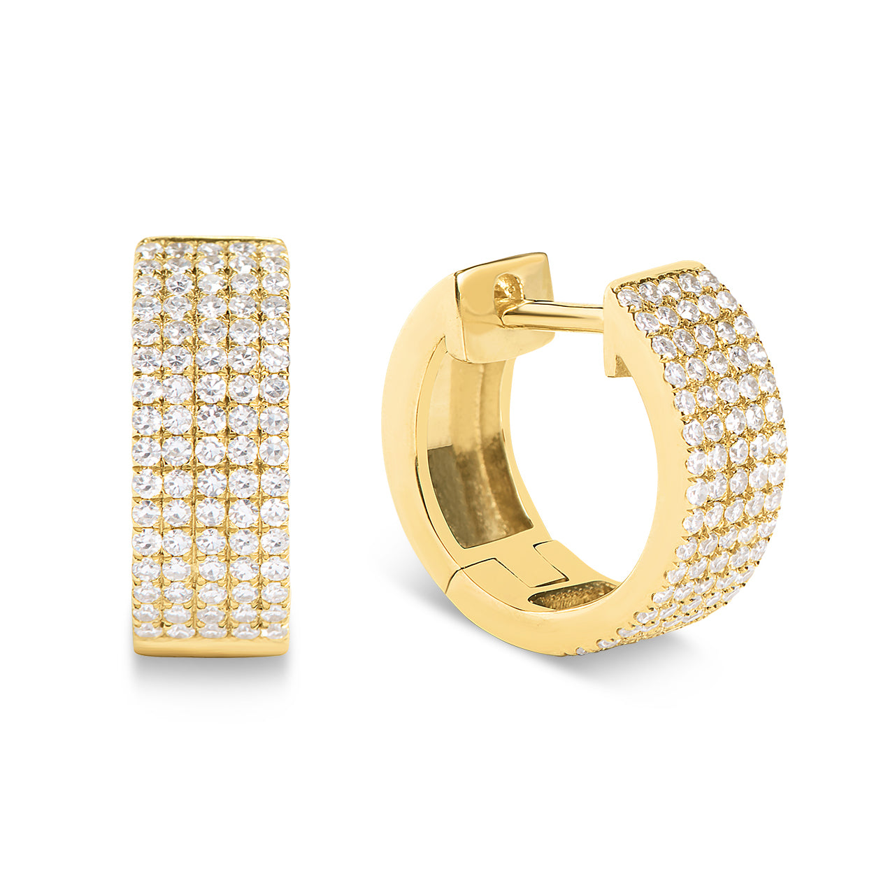 Diamond Pave 5 Row Huggie Earring