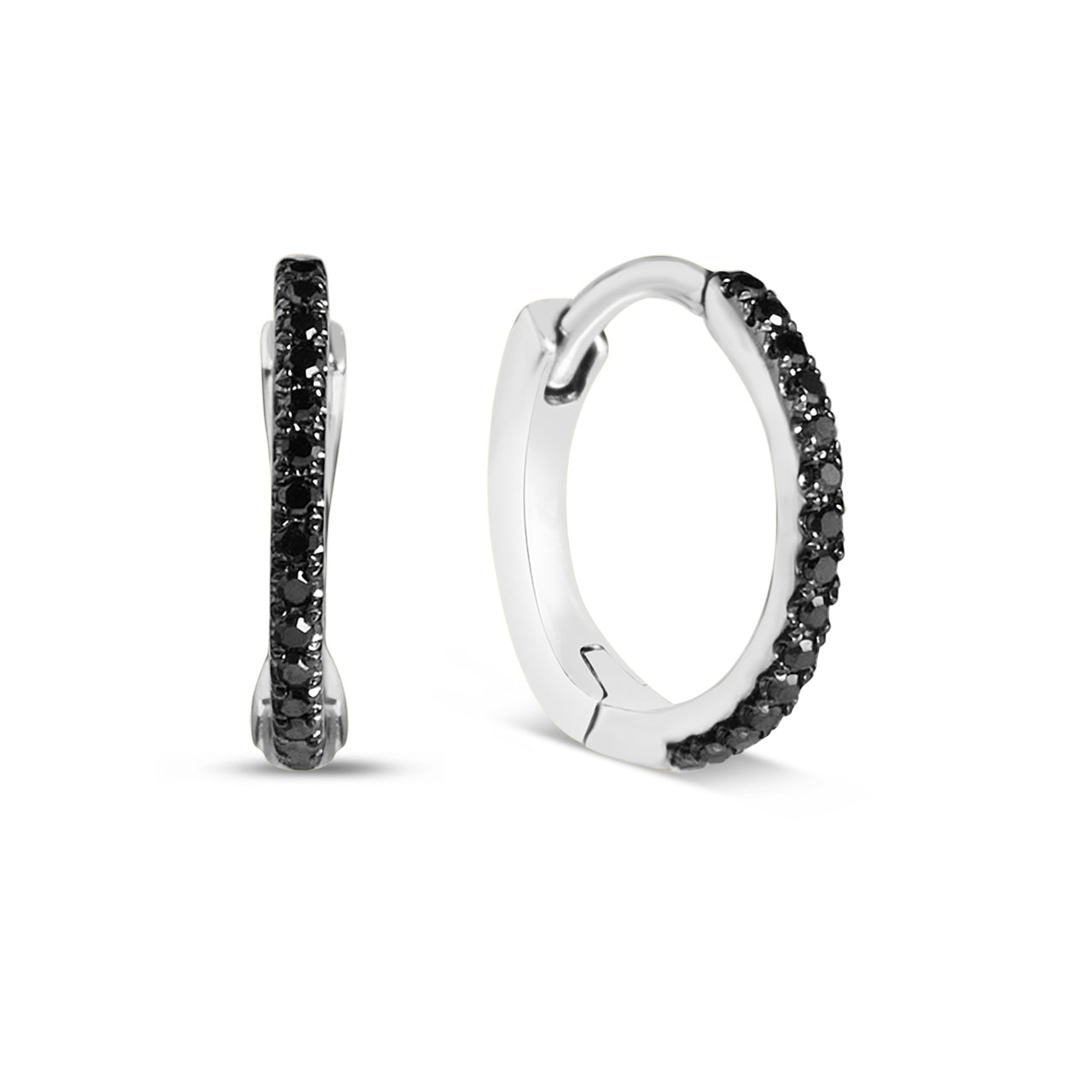 Black Diamond Slim 10mm Huggie Earring