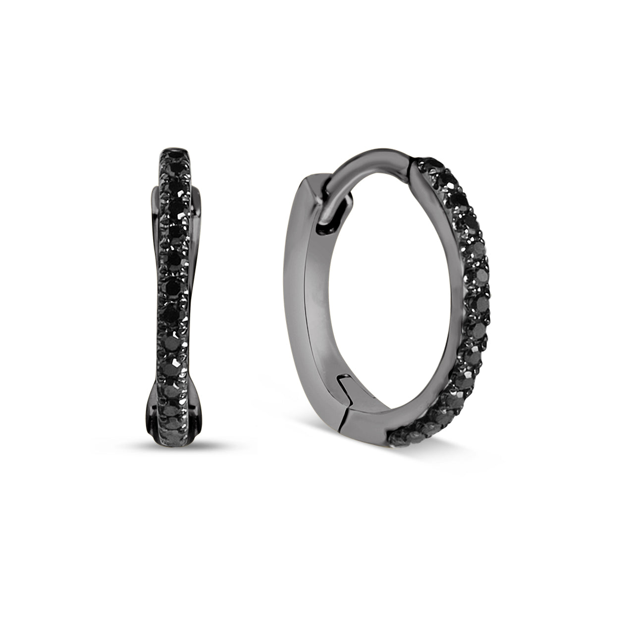 Black Diamond Slim 10mm Huggie Earring