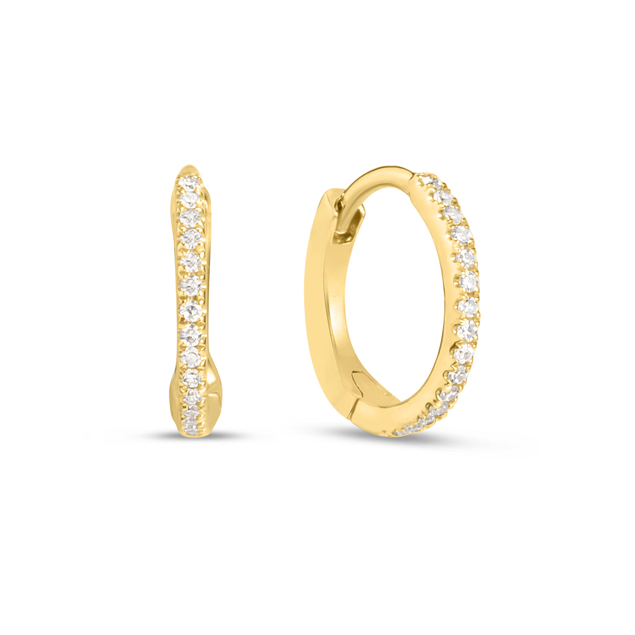 Diamond Slim 10mm Huggie Earring