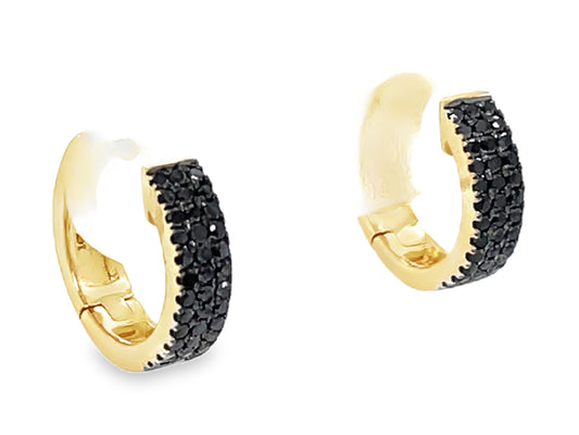 BLACK DIAMOND PAVE 3 ROW HUGGY EARRING