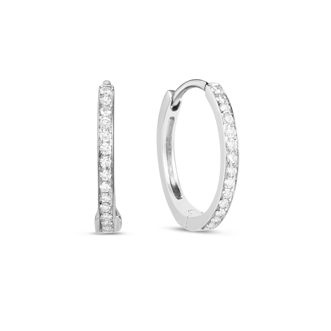 Diamond Slim 15mm Huggie Earring
