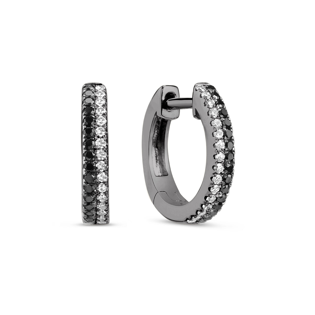 Black & White Diamond Duet Huggie Earring