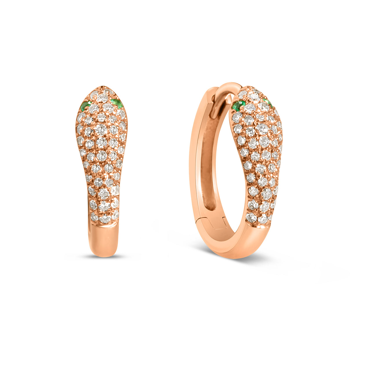 Emerald & Diamond Snake Huggie Earring