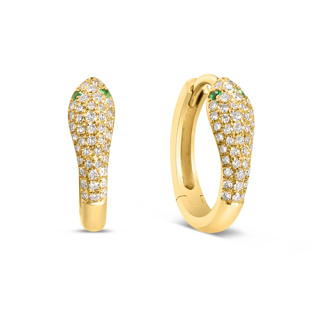 Emerald & Diamond Snake Huggie Earring
