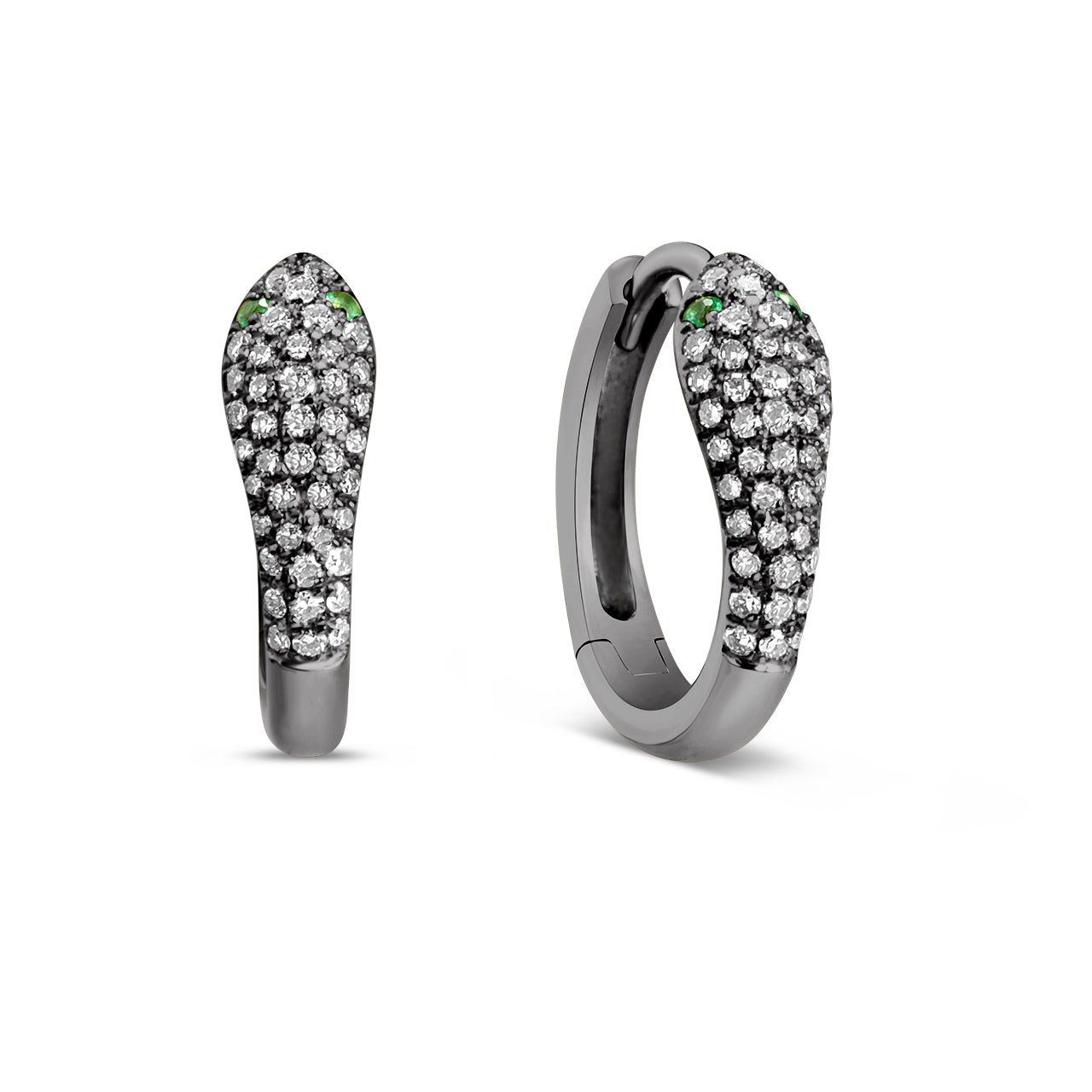 Emerald & Diamond Snake Huggie Earring