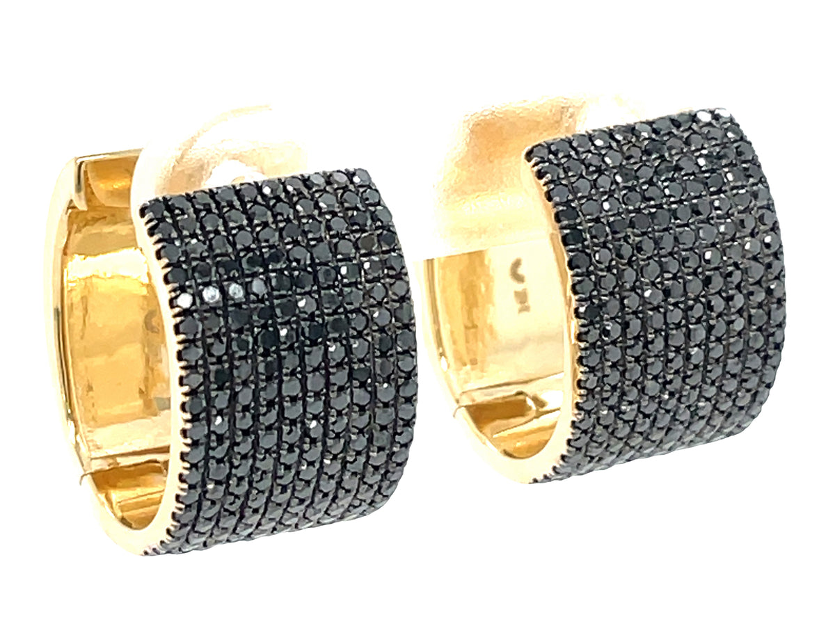 BLACK DIAMOND PAVE 10 ROW HOOP EARRING