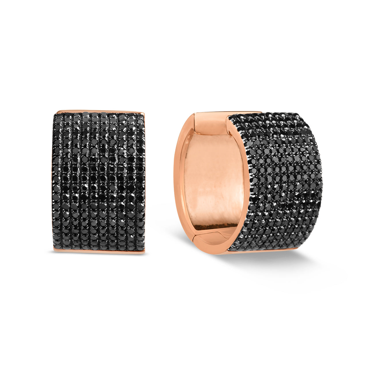 Black Diamond Pave 10 Row Huggie Earring