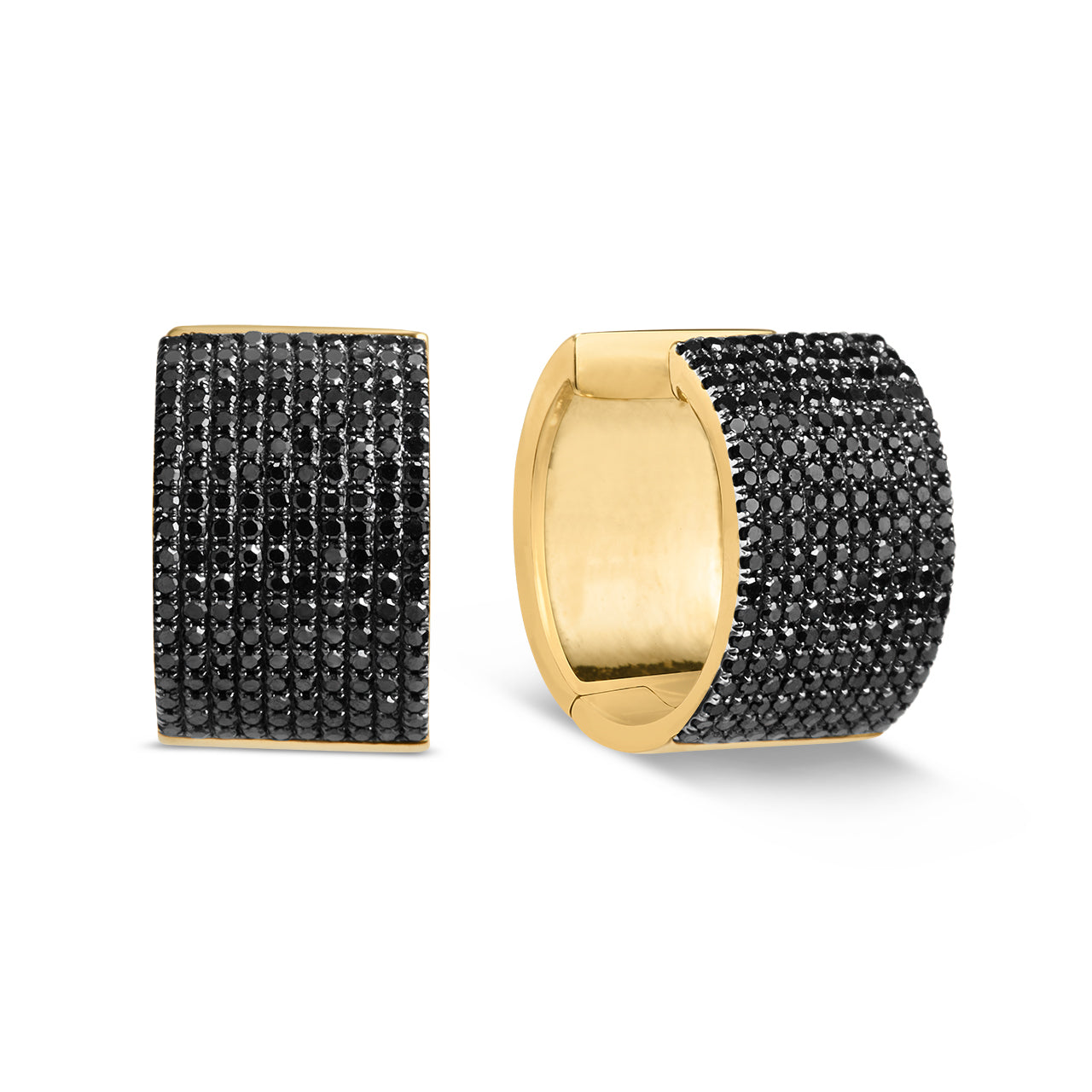 Black Diamond Pave 10 Row Huggie Earring