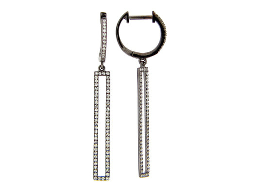 DIAMOND RECTANGLE EARRING, 14K BLACK FINISH (N)