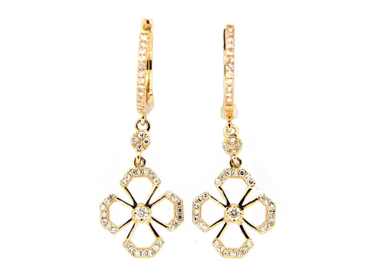 DIAMOND CLOVER EARRING, 14KY (N)