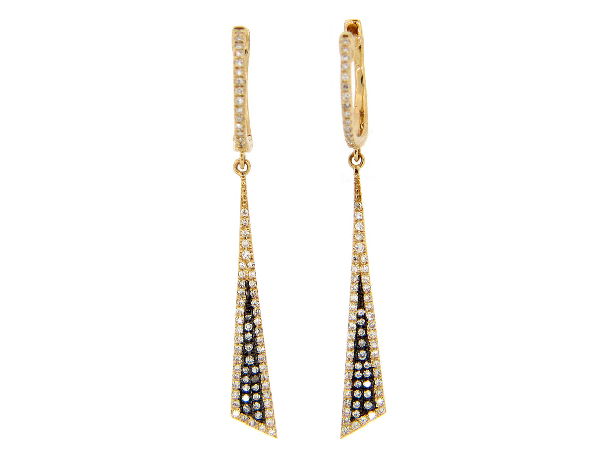 DIAMOND EARRING, 14K YELLOW GOLD, CENTER DIAMONDS BLACK FINISH, (N)
