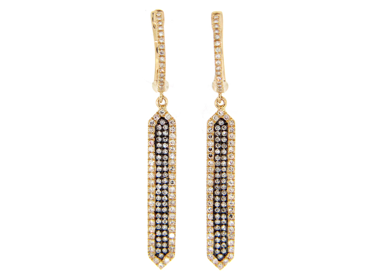 DIAMOND EARRING, 14K YELLOW GOLD, CENTER DIAMONDS BLACK FINISH (N)