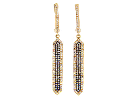 DIAMOND EARRING, 14K YELLOW GOLD, CENTER DIAMONDS BLACK FINISH (N)