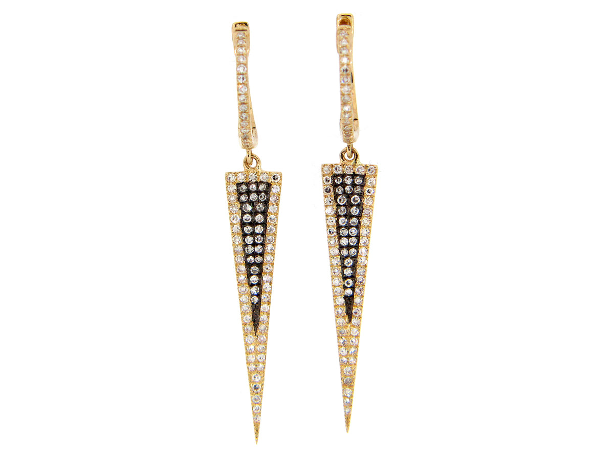 DIAMOND EARRING, 14K YELLOW GOLD, CENTER DIAMONDS,  BLACK FINISH, (N)