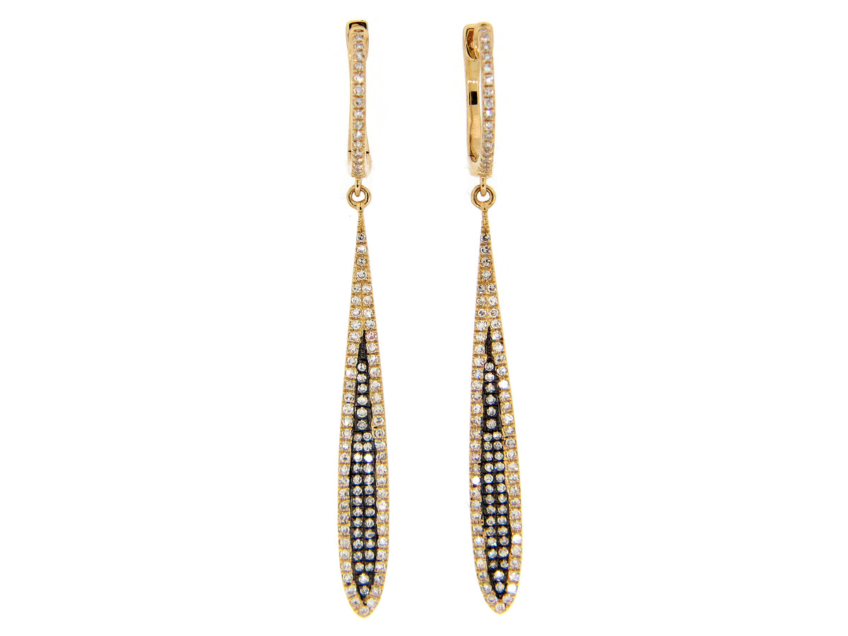 DIAMOND EARRING, 14K YELLOW GOLD, CENTER DIAMONDS BLACK FINISH (N)
