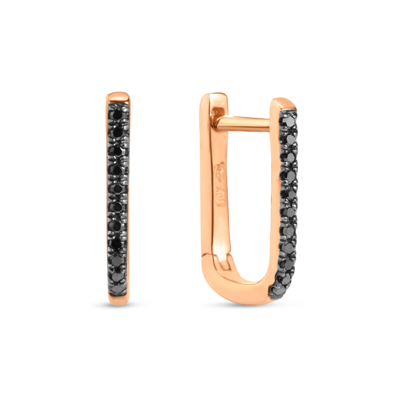Black Diamond Rectangle Slim Huggie Earring