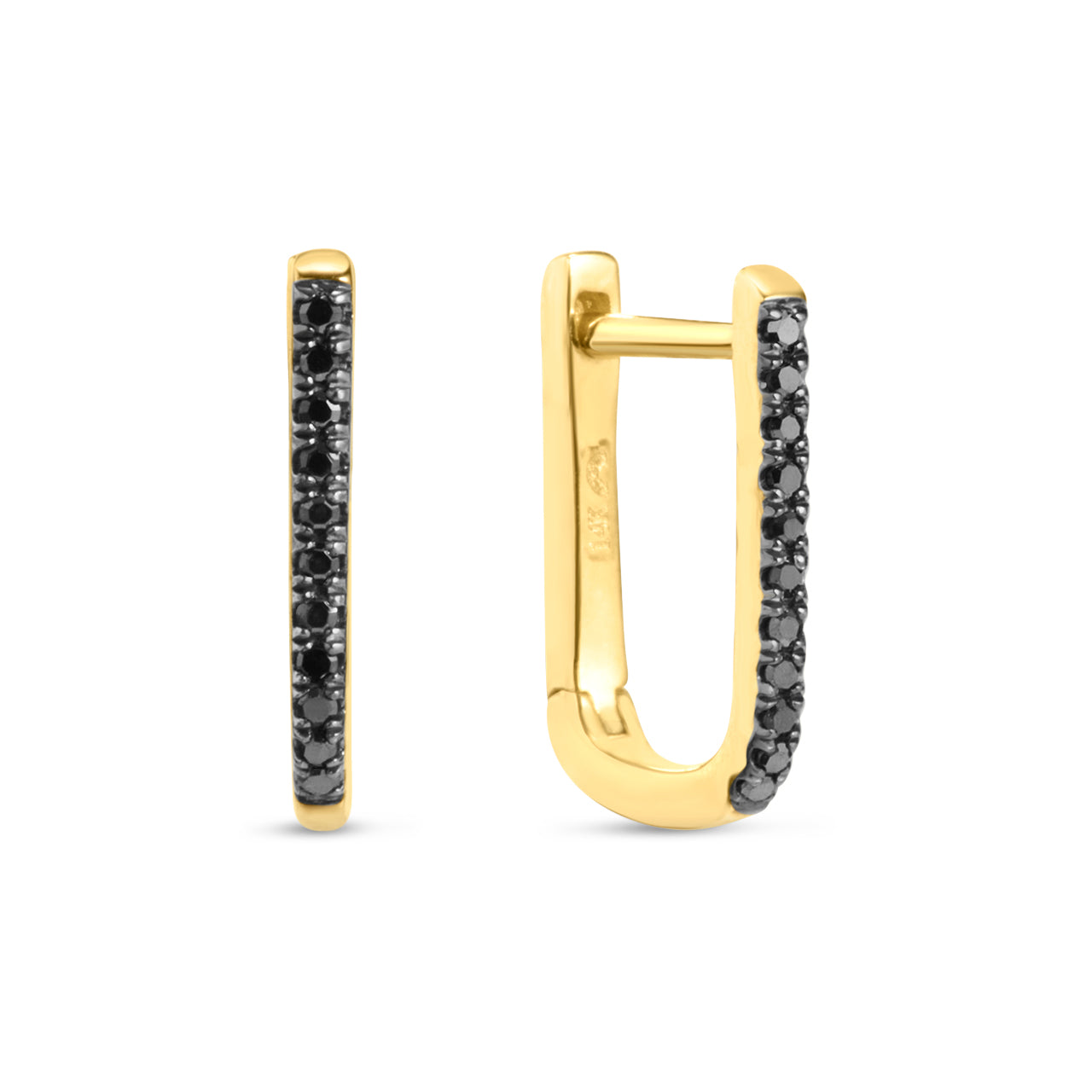 Black Diamond Rectangle Slim Huggie Earring