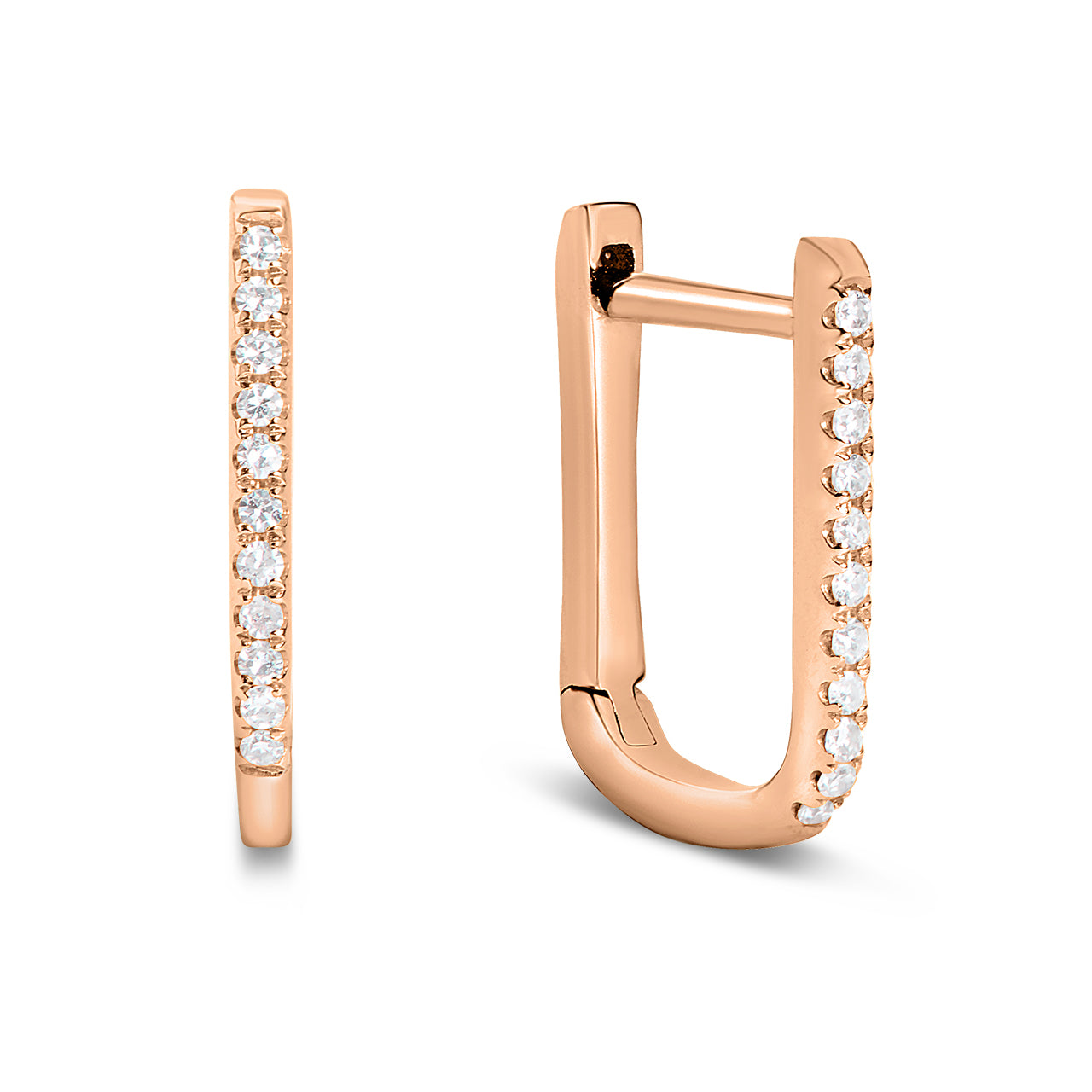 Diamond Rectangle Slim Huggie Earring