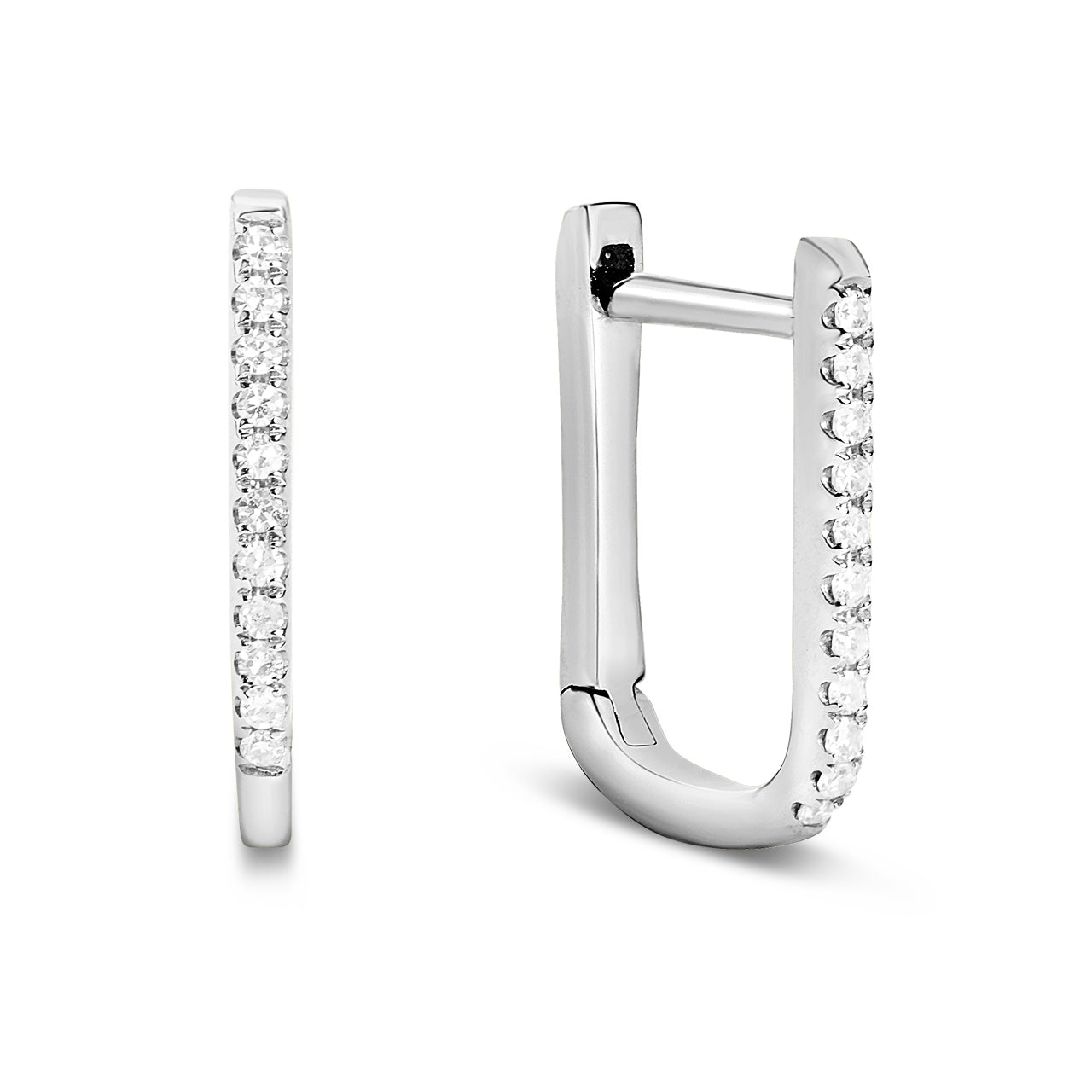 Diamond Rectangle Slim Huggie Earring