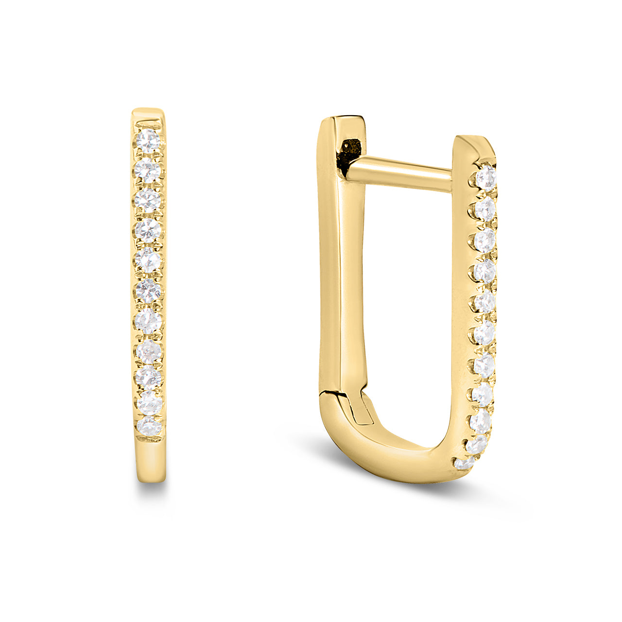 Diamond Rectangle Slim Huggie Earring
